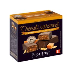 Barretta croccante al caramello e arachidi. Ad elevato contenuto di proteine. 7 porzioni x 44 g
